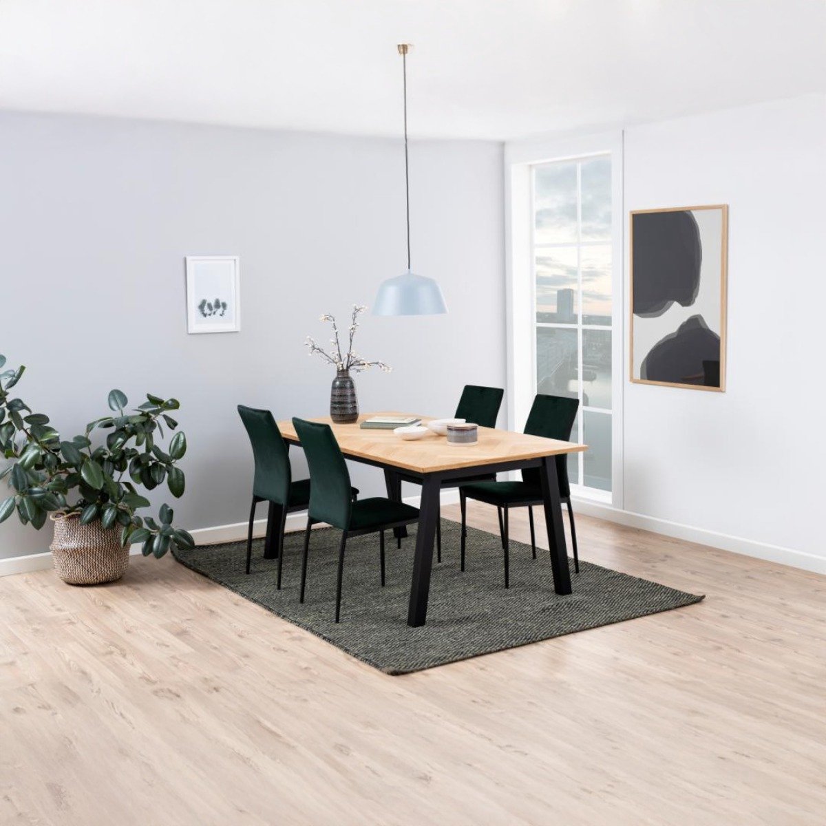 Giga Living Eetkamerstoel Grondal - Donkergroen - Zithoogte 48,5cm - Set van 4