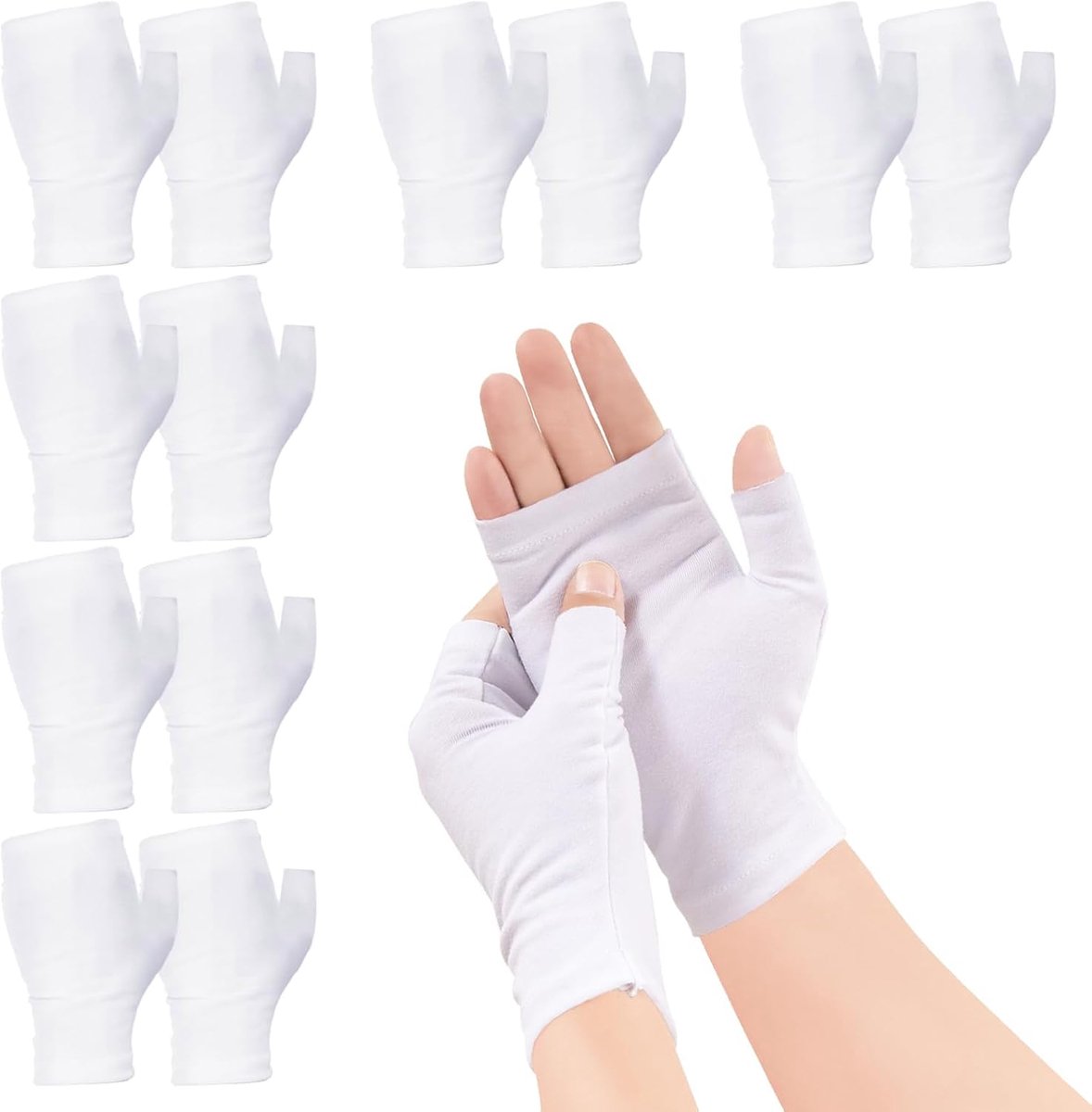 Vingerloze eczeem handschoenen - witte katoen - herbruikbaar - ideaal voor droge handen - ShopVlot