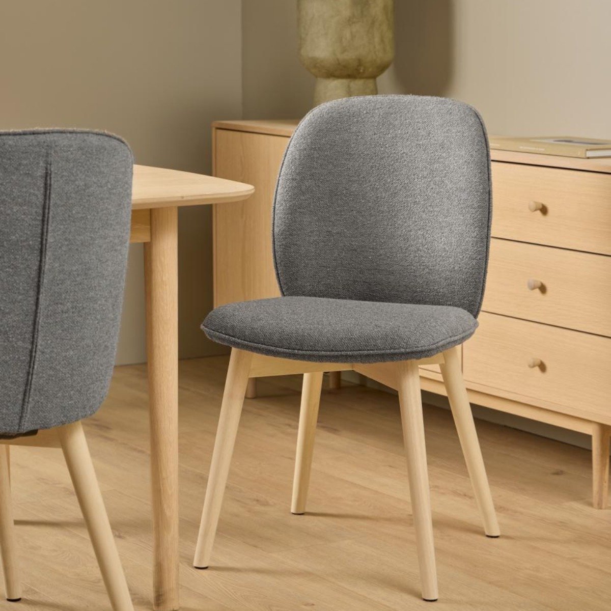 Giga Living Eetkamerstoel Sterridge Monza - Grijs - Stof - 49x56x89 cm - Set van 2