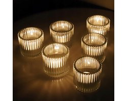 Vohocandle Glazen Waxinelichthouders, Set van 6, Vintage Stijl