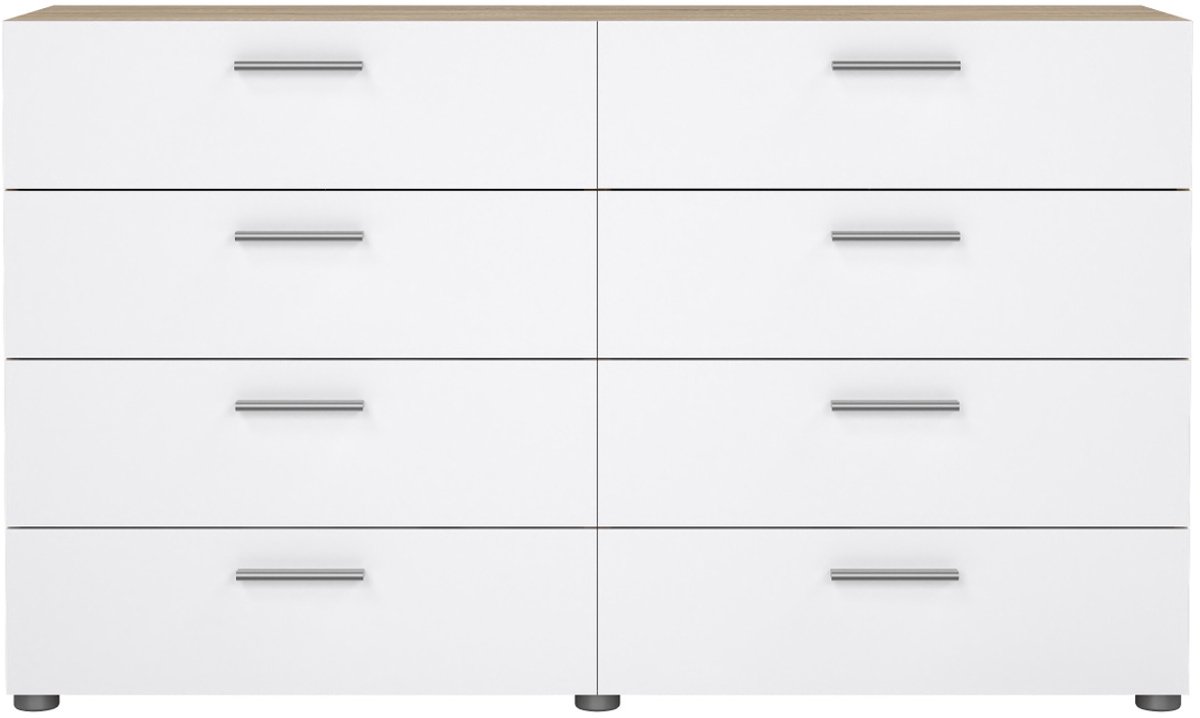 Giga Living Ladekast Pepe - Naturel/Wit Hoogglans - 140x40x82cm