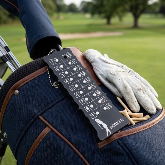 Golf Score Kaart Zwart – Draagbare 18 Holes Scorekaart met Telsysteem – Golf Score Teller – Unisex Golf Trainingsmateriaal – Compact Golf Accessoire van GOLF — afbeelding 3