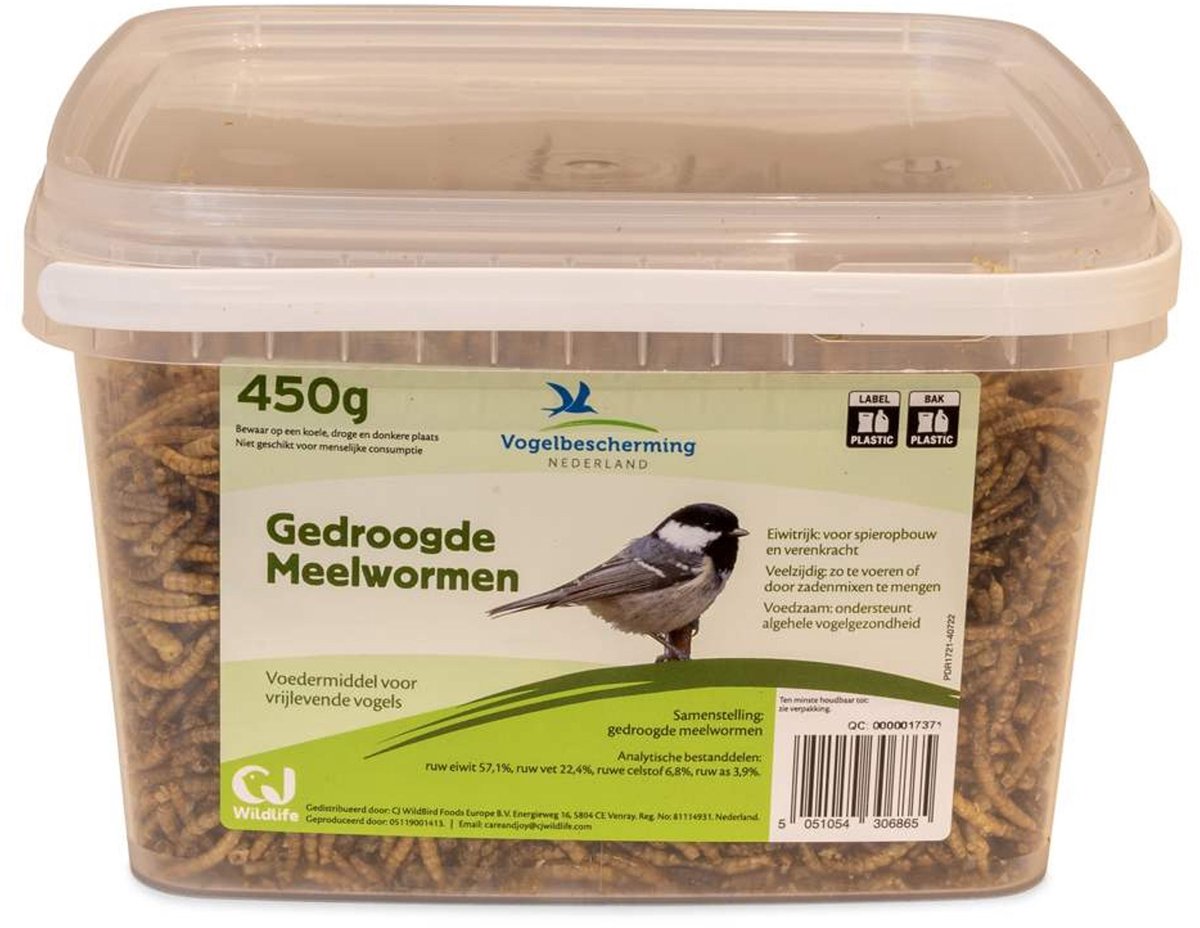 Gedroogde Meelwormen 450g - Vogelbescherming Nederland