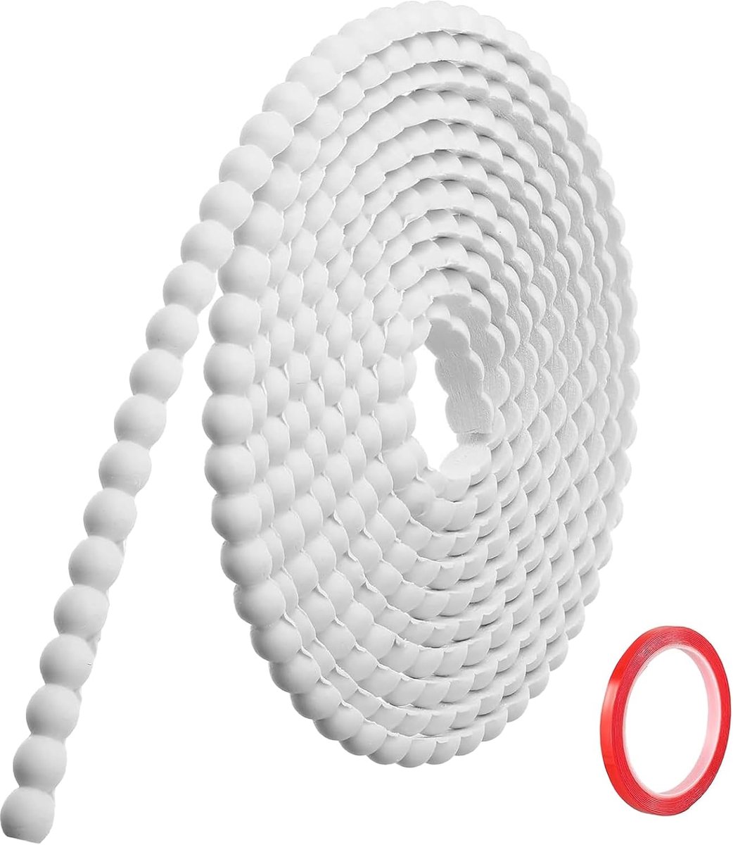 Decoratieve Moulding Zelfklevend Wit (3m x 10mm) - Flexibel PVC - Met 3D Houten Parels - Ideaal voor Wand en Spiegel - ShopVlot