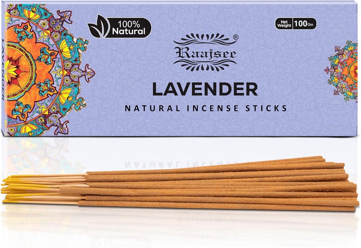raajsee Lavender Incense Sticks 100 Gm Pack-100% Pure Organic Natural Hand Rolled Free From Chemicals - ShopVlot