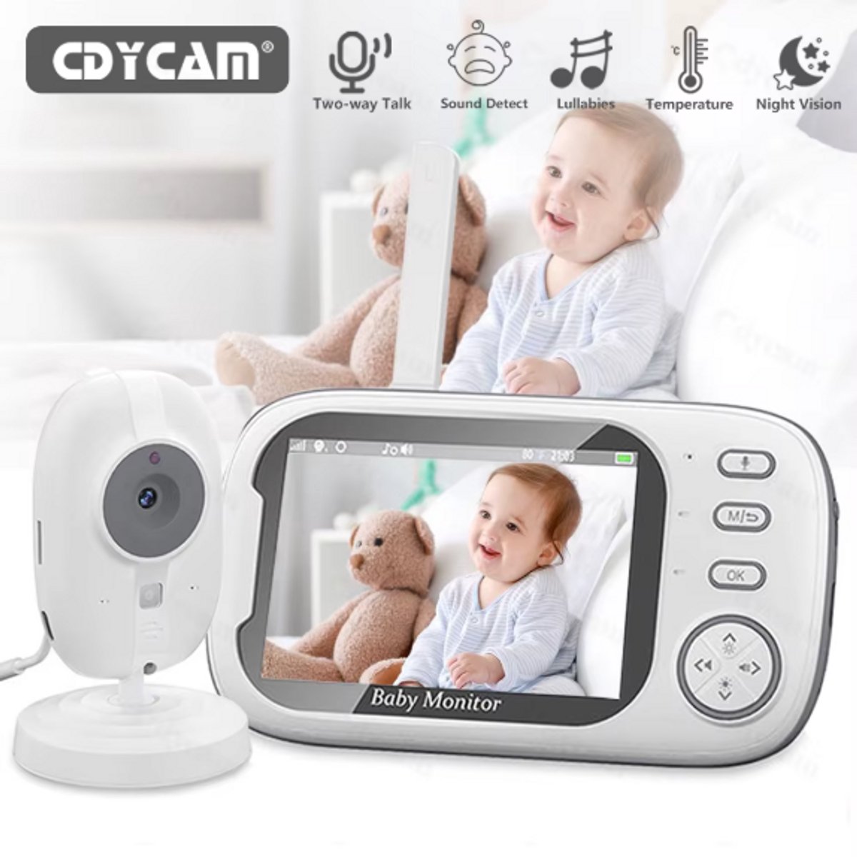 Nieuwe 3,5 inch draadloze video-babyfoon Nachtzicht Temperatuurbewaking 2-weg audio Talk Baby Nanny Beveiligingscamera