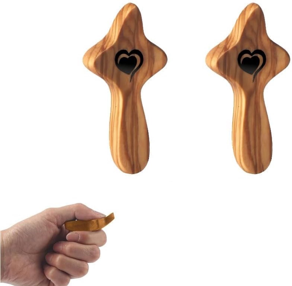 Kruis duimkruis - olijfhout - handvriendelijk ontwerp - ideaal voor gebed - ShopVlot