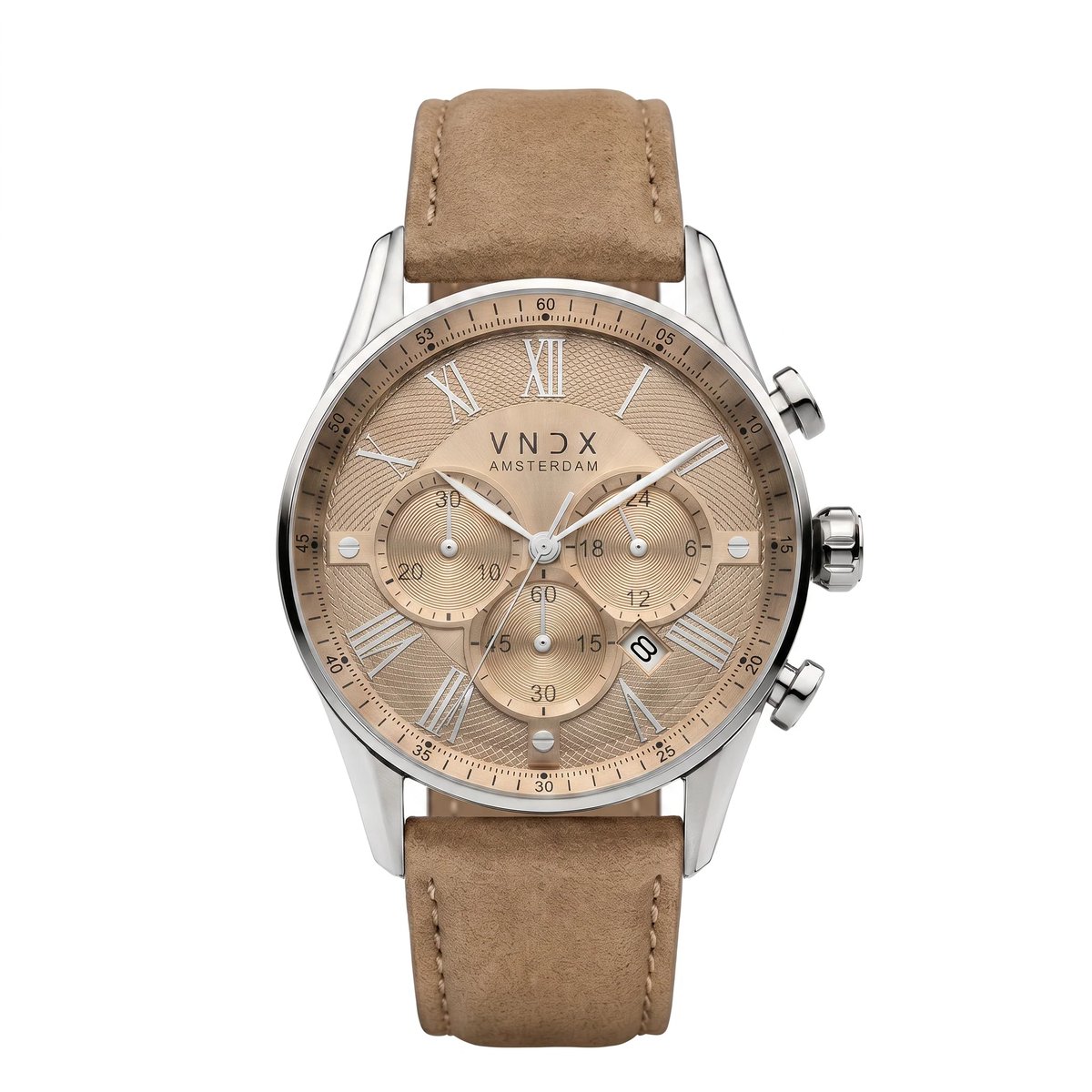 VNDX Amsterdam - Herenhorloge - The Chief leder Khaki - Nieuw model 2026