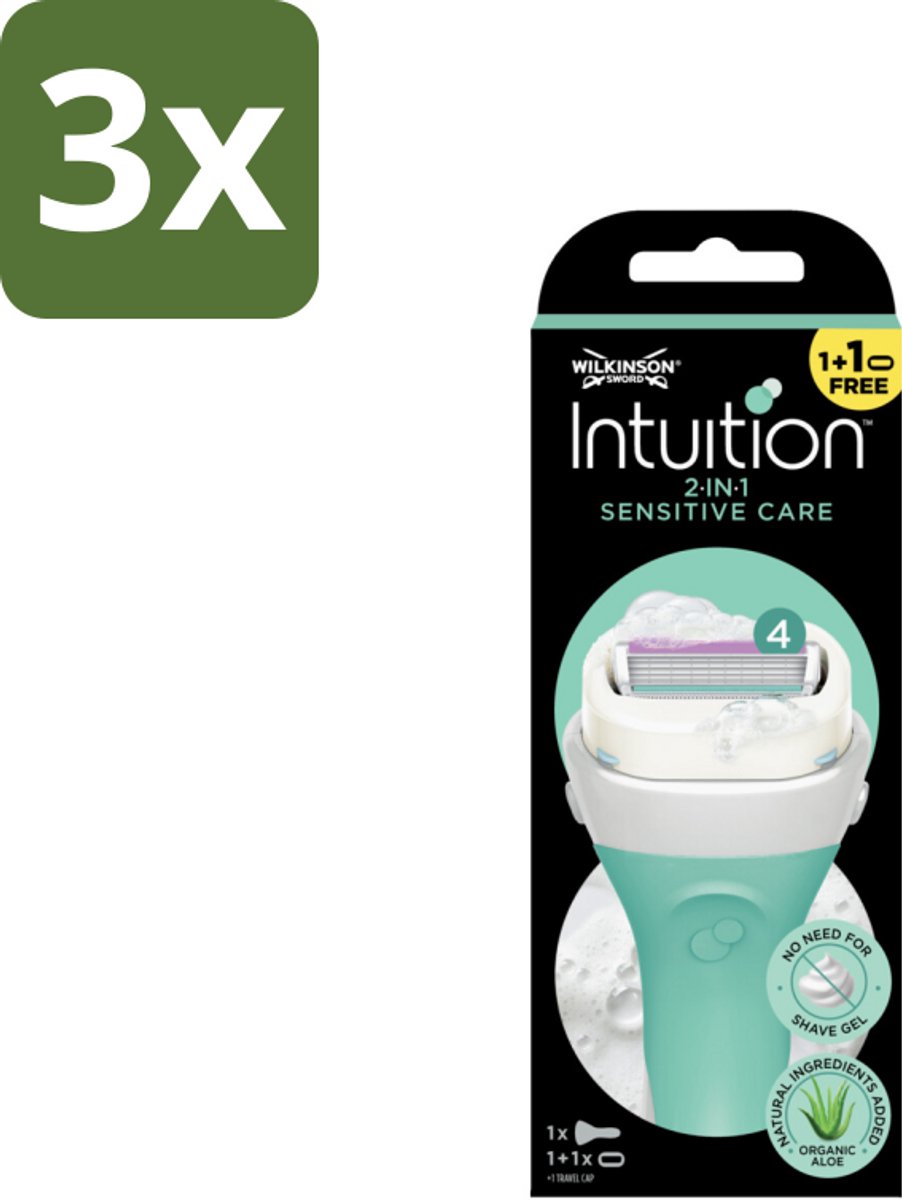 Wilkinson Sword - Scheermes - Intuition Sensitive Care 2-in-1 - Zacht - 1 scheermes - Bulkverpakking - 3 stuks