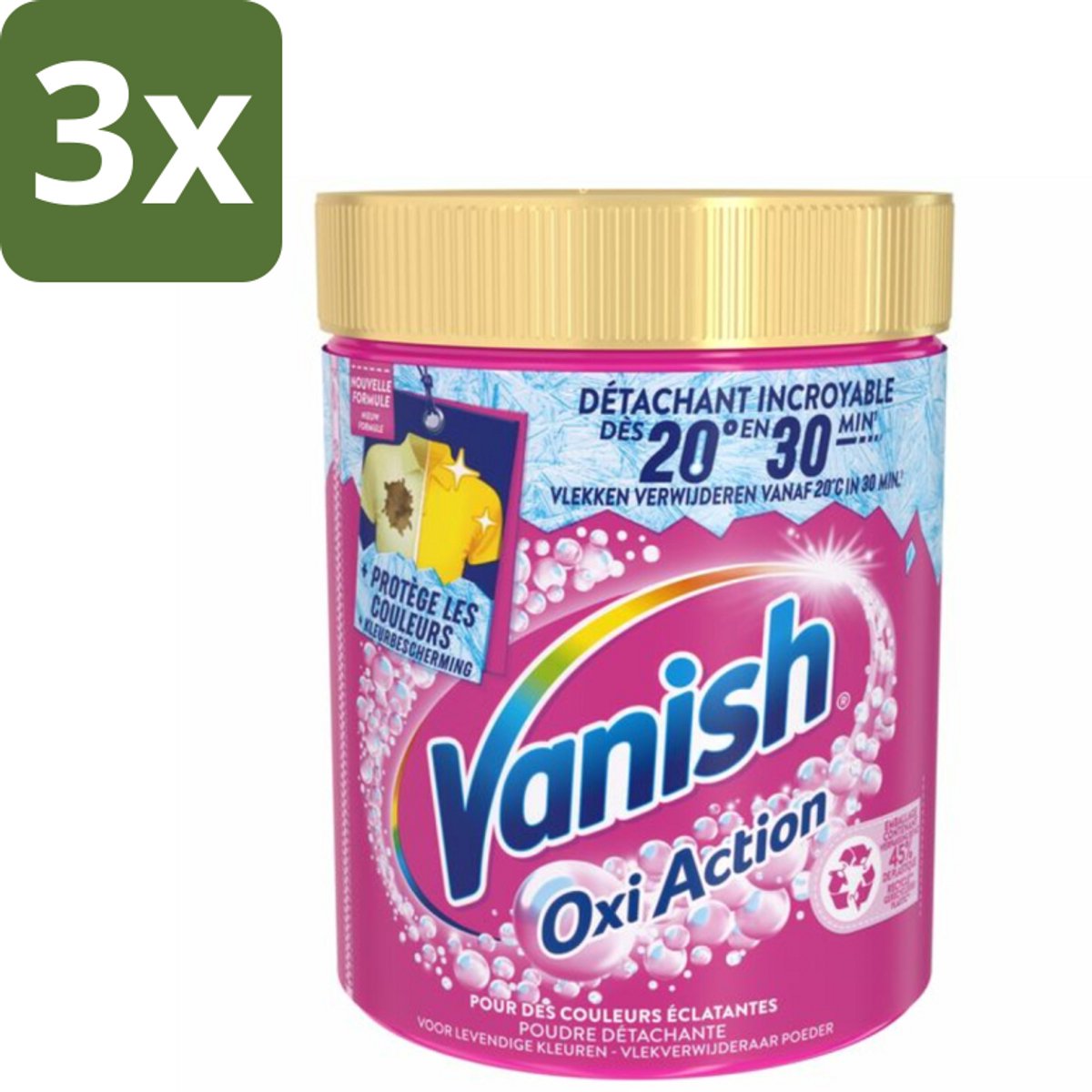 Vanish - Vlekverwijderaar - Oxi Action Wasbooster Poeder - Voor Gekleurde Was - 940 g - Bulkverpakking - 3 stuks