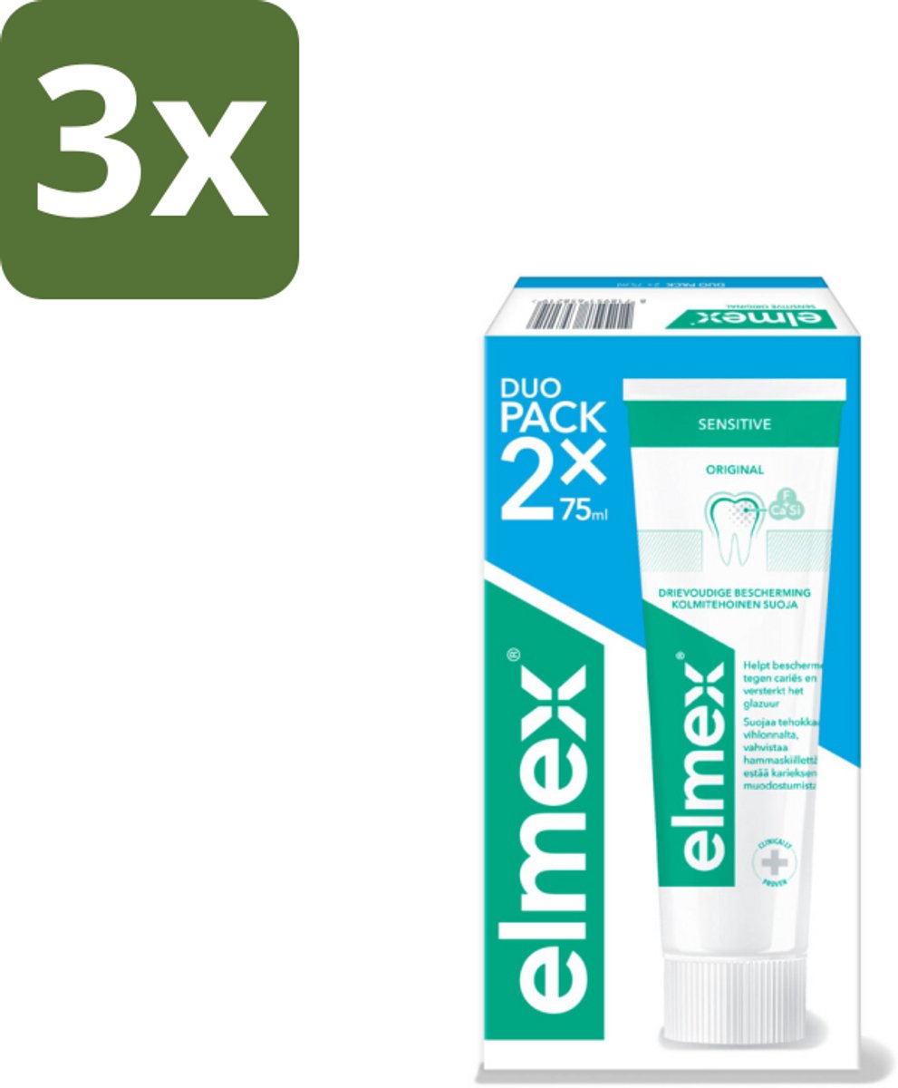 Elmex - Tandpasta - Sensitive Duopack - Gevoelige Tanden - 2 x 75 ml - Bulkverpakking - 3 stuks