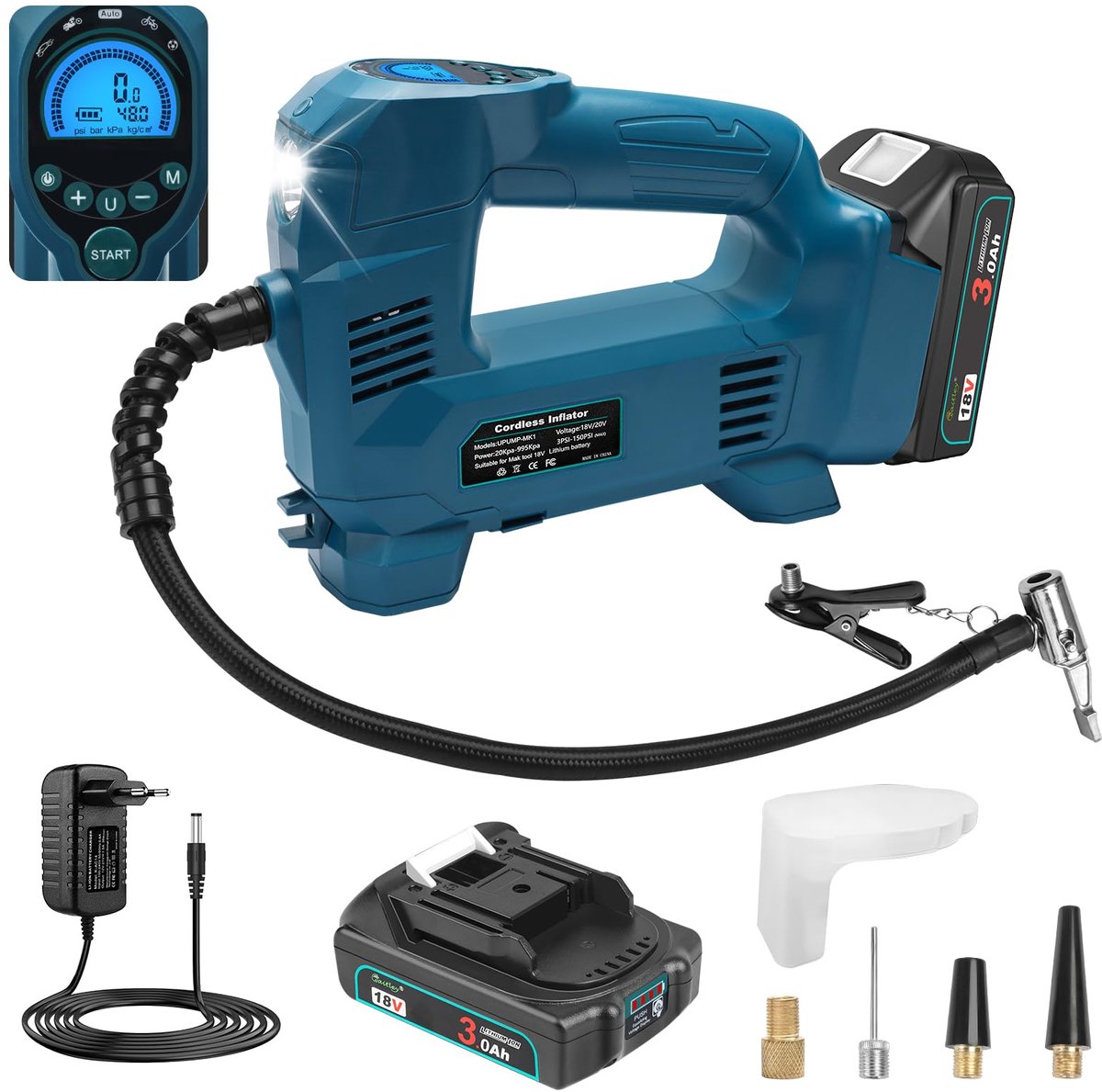 Accucompressor compatibel met Makita - 2 accu's en opladerset - krachtig en mobiel - ideaal voor klussen - ShopVlot