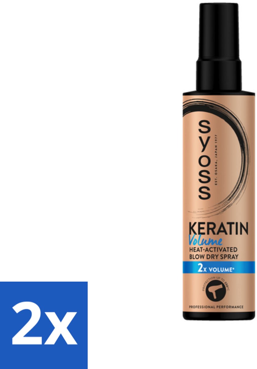 Syoss - Keratin & Volume - Heatprotection Spray - Dubbele Bescherming - 200 ml - Voordeelverpakking - 2 stuks