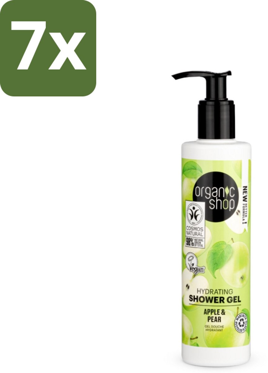 Organic Shop - Douchegel Apple & Pear - Verfrissend en Hydraterend - 280 ml - Bulkverpakking - 7 stuks