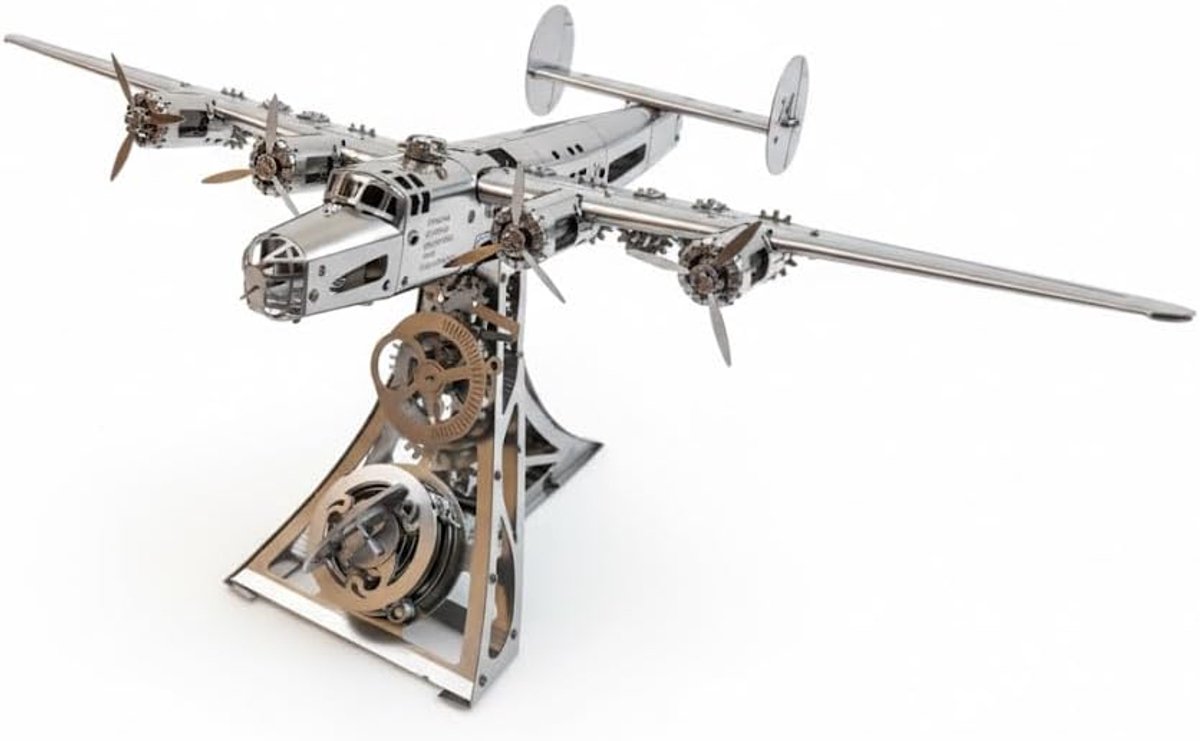 3D Mechanisch Puzzelmodel B-24 Liberator - Metalen bouwpakket - 198 gedetailleerde onderdelen - ShopVlot