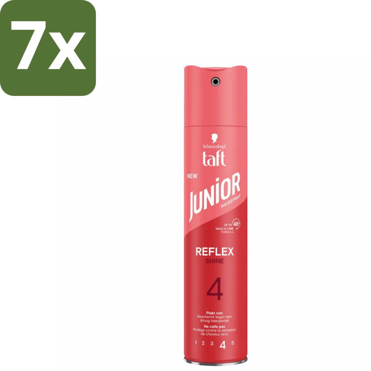 Taft - Reflex Shine 4 - Junior Haarspray - Glanzende finish - 250 ml - Bulkverpakking - 7 stuks