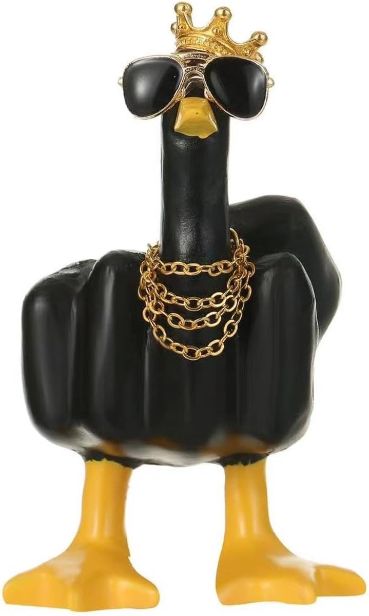 KIAYOO Middelvinger Eend Mini Formaat, Grappige Cadeaus Auto Ornament Thuis Kantoor Decoratie Hars Tuin Beeldje - ShopVlot