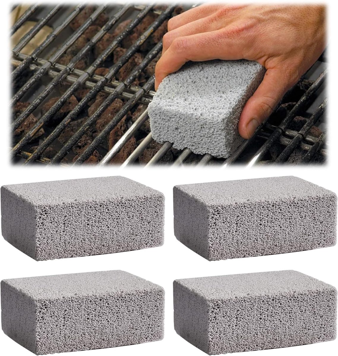 Grillreinigingsstenen - Donkergrijs - 10 x 7 x 4 cm - Herbruikbare Puimsteen voor BBQ en Keukenonderhoud - Voor Effectieve Reiniging