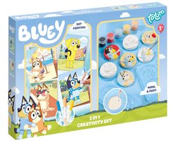 Totum Bluey 2 en 1 kit de bricolage moulage de plâtre et création de cartes à tamponner - jouet créatif à partir de 5 ans - idée cadeau bricolage maternelle garçons et filles
