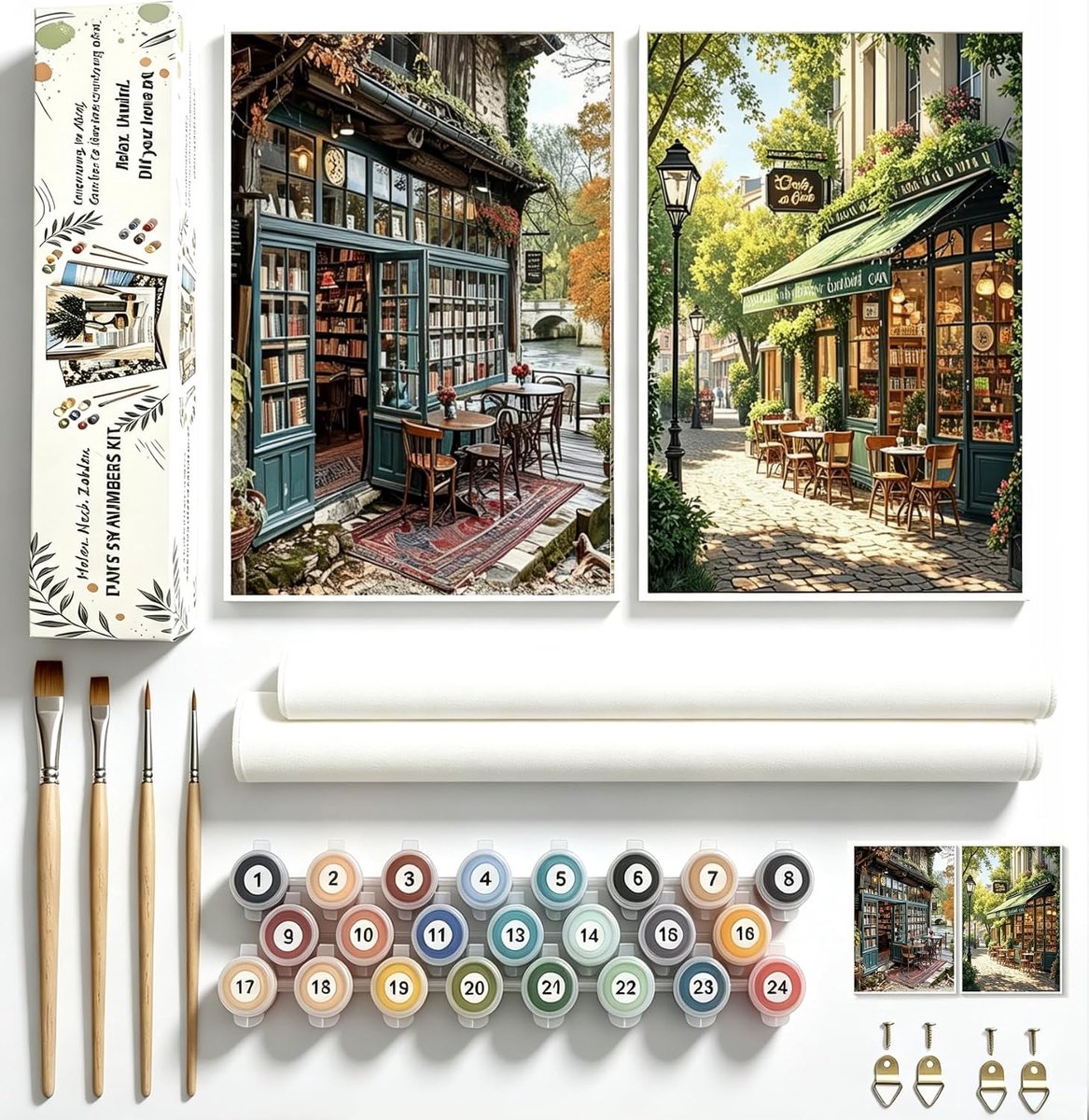 Fan House Schilderen op nummer voor volwassenen, 2 stuks, 30 x 40 cm, doe-het-zelf, handgeschilderd, olieverfset - ShopVlot