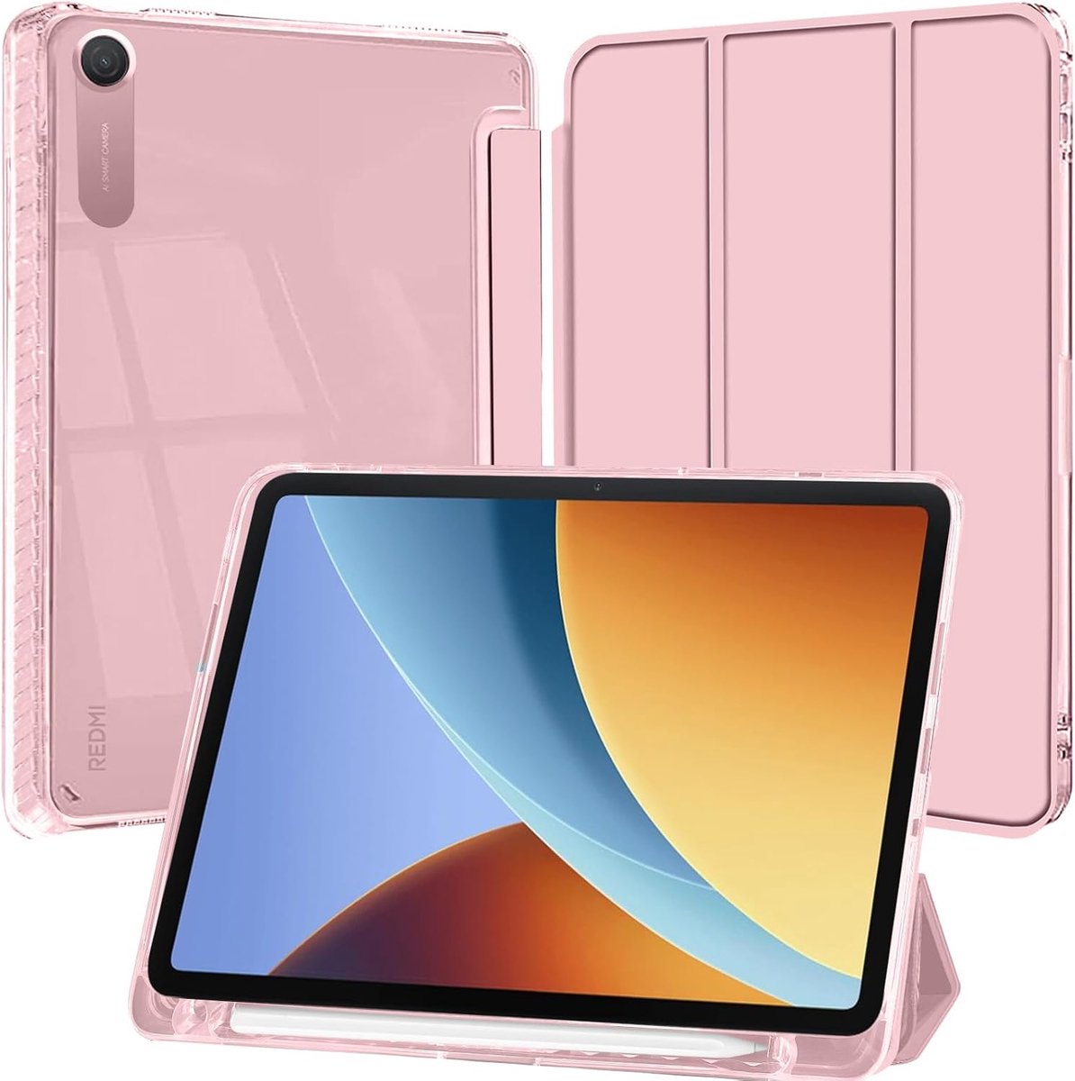 Folio hoesje voor Xiaomi Redmi Pad 2 SE 9,7 inch - transparante achterkant - schokbestendig - met penhouder - ShopVlot