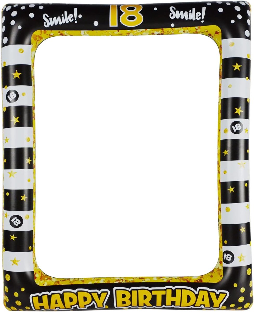 Inflatable Table 18th Birthday, Selfie Frame, Decoration, PVC, Rectangular, Gold - ShopVlot