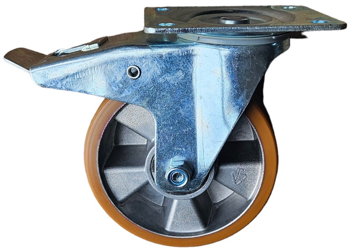 Zwenkwiel met rem 160mm 400kg voor magazijnwagens