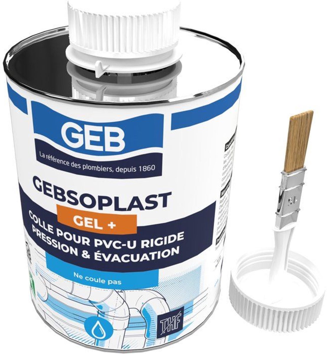 Gebsoplast Gel Plus PVC-lijm - GEB - Voor stijve PVC-druk- en drainagesystemen - 1 liter
