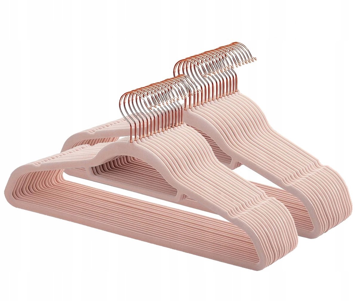 30x Antislip Velours Kledinghangers - Poederroze - Merkloos