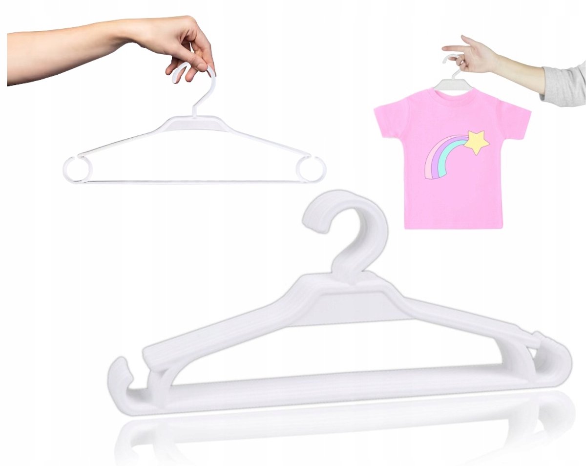 100x Witte Kinderkledinghangers - 32 cm
