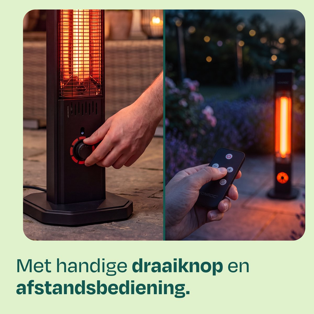 VONROC Staande Terrasverwarmer Lipari 2000W – Patio heater - Carbon infrarood verwarmingselement - Incl. afstandsbediening – foto 3