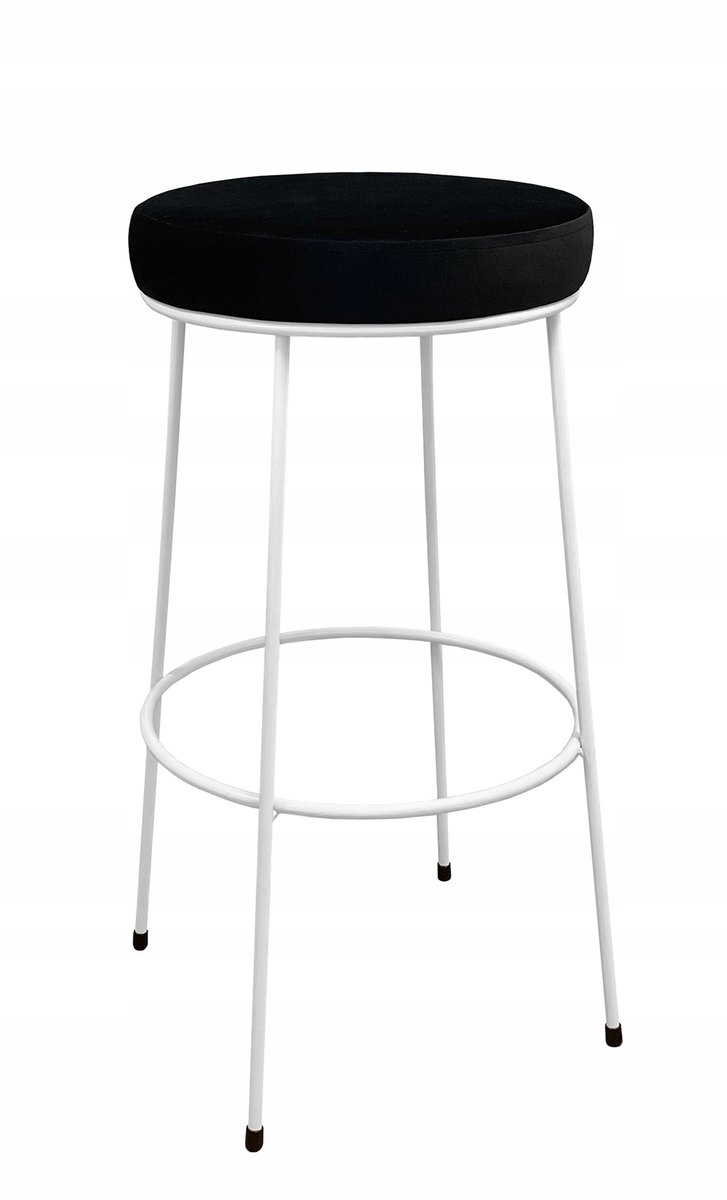 Lage barkruk 66 cm wit metalen frame met zwart velours zitting
