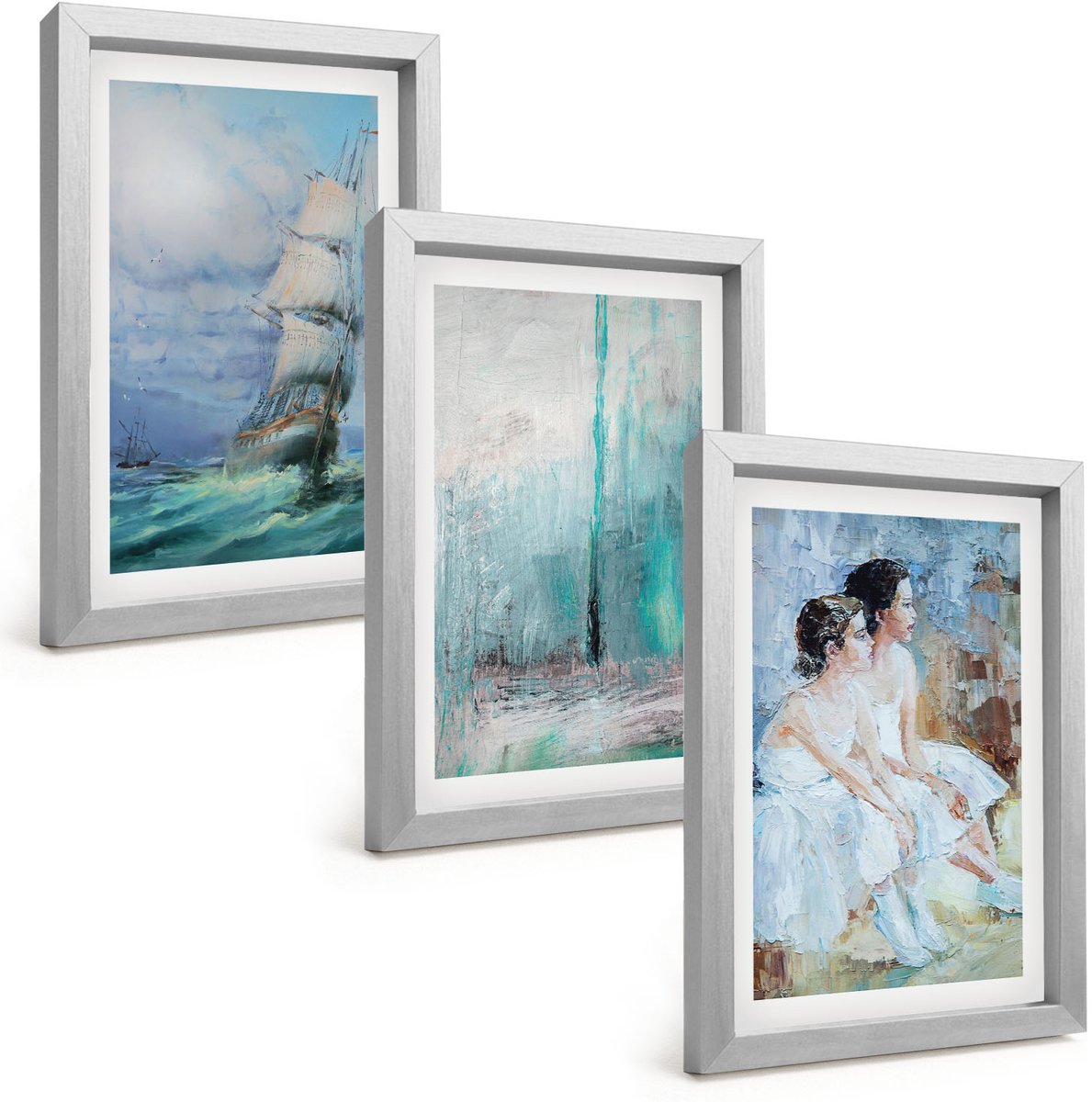 Tulup 4-Delige Schilderij Set - Schip op zee: abstract portret van dansers - 20 x 30 cm - Muurdecoratie - Wanddecoratie - Hal - Stijlvolle Muurdecoratie