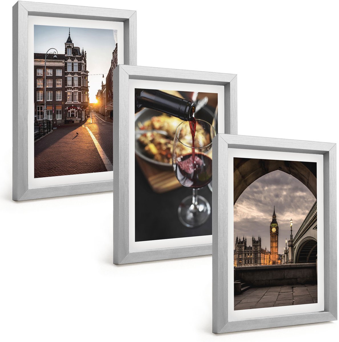 Tulup 4-Delige Schilderij Set - Een serie foto's met stadseten en een uitzicht op Londen. - 20 x 30 cm - Wanddecoratie - Muurdecoratie - Moderne Interieurdecoratie - Interieur Decoratie