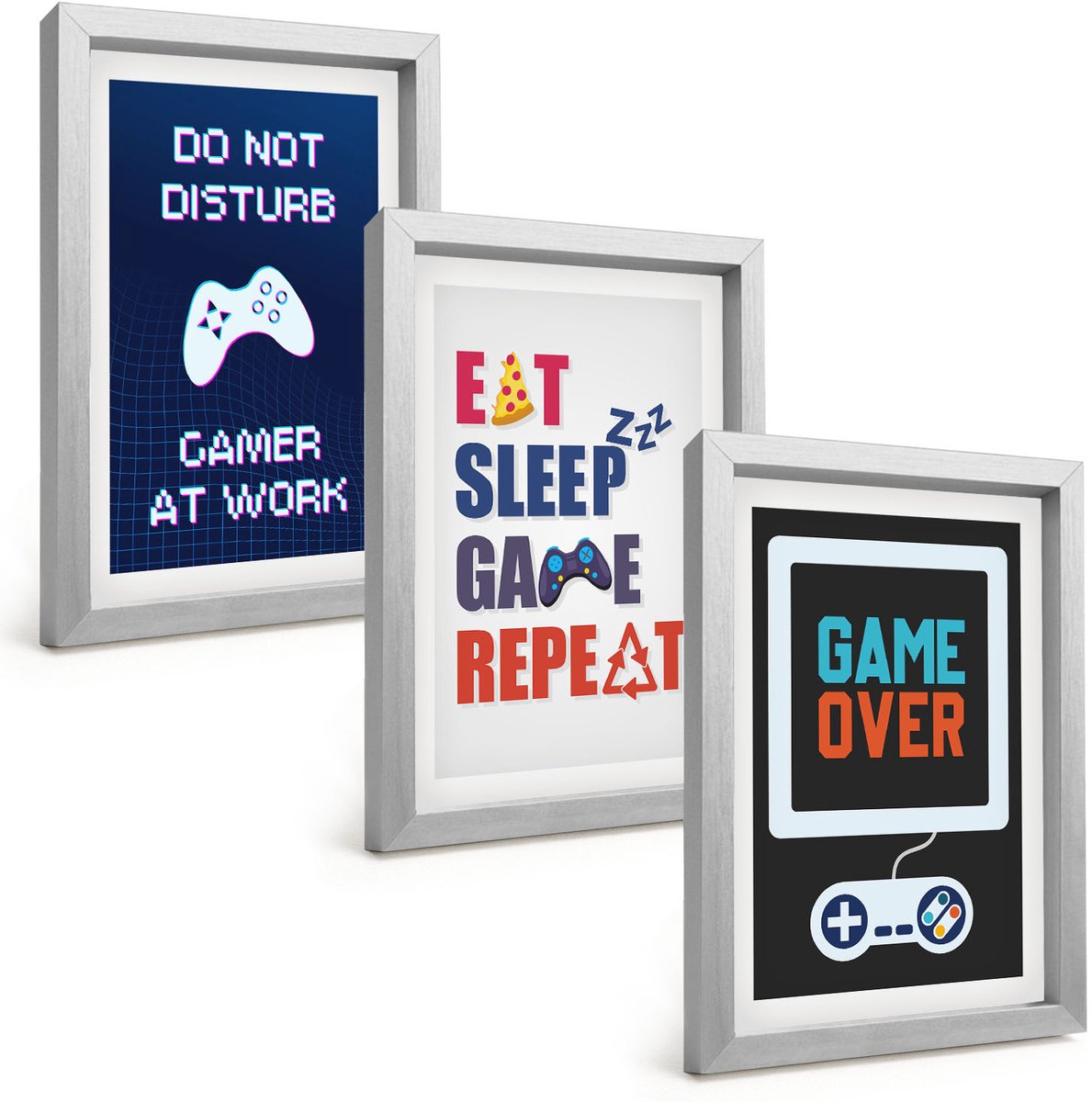 Tulup 4-Delige Schilderij Set - Ondertitels voor gamers met een entertainmentthema - 20 x 30 cm - Muurdecoratie - Wanddecoratie - Slaapkamer - Moderne Wanddecoratie