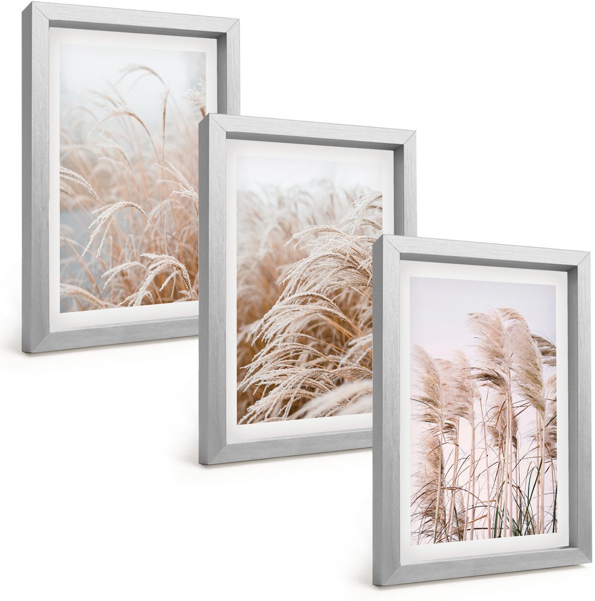 Tulup 4-Delige Schilderij Set - Grasvelden in delicate tinten bruin en beige. - 20 x 30 cm - Decoratieve Muurdecoratie - Slaapkamer - Decoratieve Schilderijen