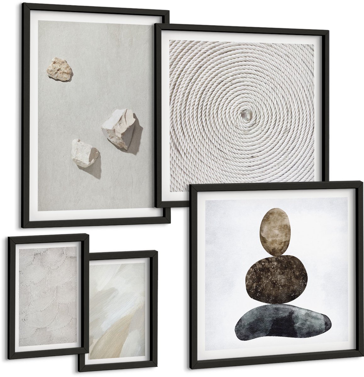 Tulup 4-Delige Schilderij Set - Zandstenen en moderne verftexturen - 50 x 50 cm, 20 x 30 cm en 40 x 60 cm - Decoratieve Muurdecoratie - Slaapkamer - Moderne Wanddecoratie