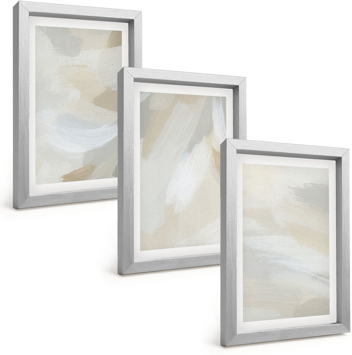 Tulup 4-Delige Schilderij Set - Abstracte, heldere achtergrond met delicate penseelstreken. - 20 x 30 cm - Wanddecoratie - Woonkamer Decoratie