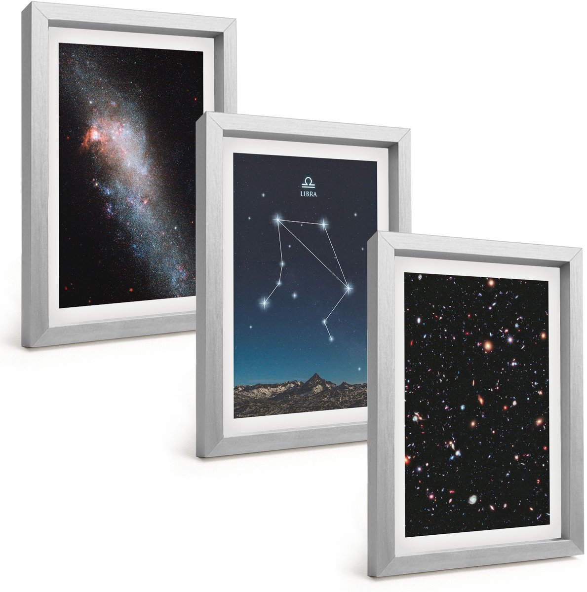 Tulup 4-Delige Schilderij Set - Ruimtestelsel Sterrenbeeld Weegschaal Nachthemel - 20 x 30 cm - Wanddecoratie - Woonkamer Decoratie - Decoratieve Schilderijen