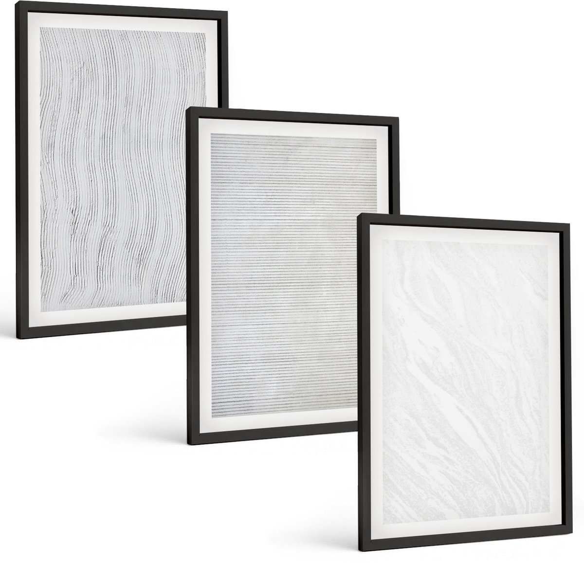 Tulup 4-Delige Schilderij Set - Heldere structuren, snaarpatronen op zand - 40 x 60 cm - Wanddecoratie - Muurdecoratie - Woonkamer - Woonkamer Decoratie
