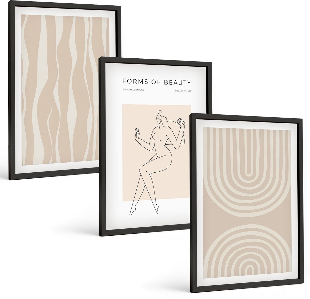 Tulup 4-Delige Schilderij Set - Abstracte patronen, delicate boho-decoraties - 40 x 60 cm - Moderne Wanddecoratie - Woonkamer