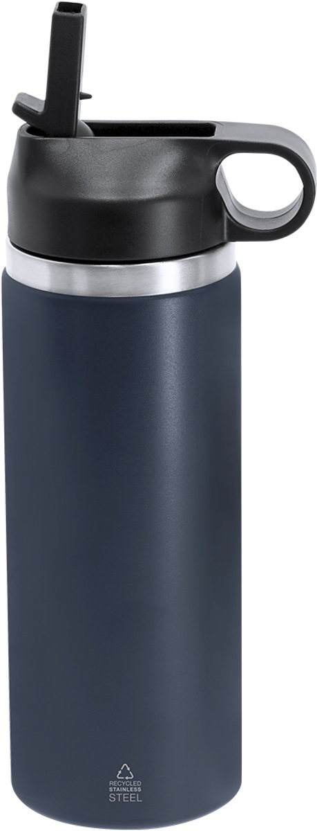 500 ml bidon van gerecycled roestvrij staal met dubbele wand, die zorgt voor een betere en langdurigere temperatuurbehoud Gomery Blauw