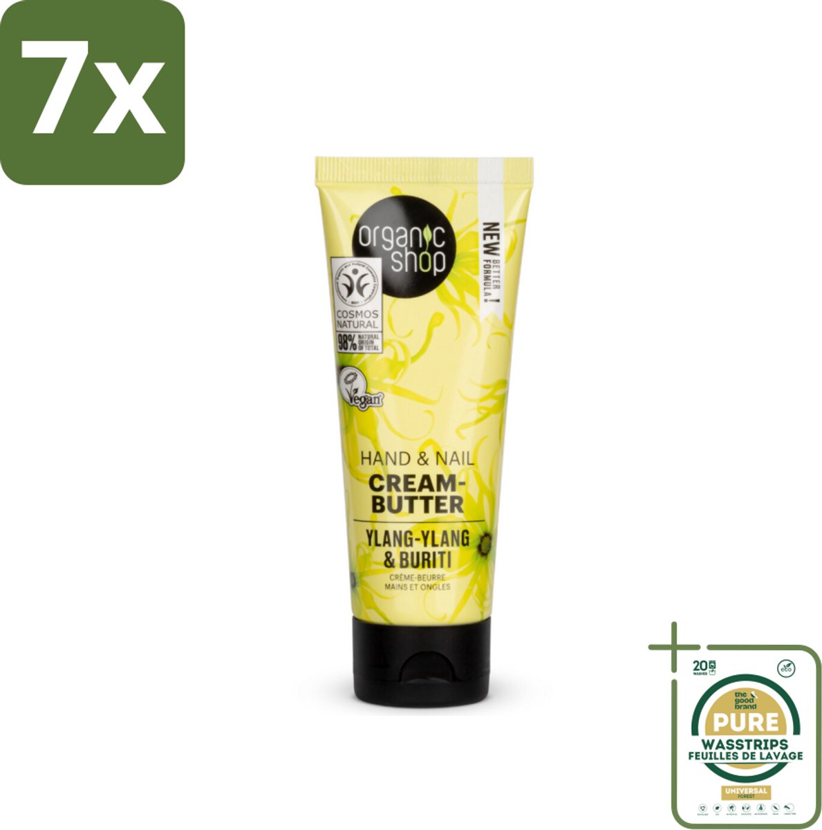 7 x Organic Shop - Ylang-Ylang & Buriti Hand & Nail Cream - Verzachtend en Herstellend - 75 ml - Grootverpakking - Handcrème - Nagelcrème - Ylang-ylang - Buriti Olie - Natuurlijke Handverzorging