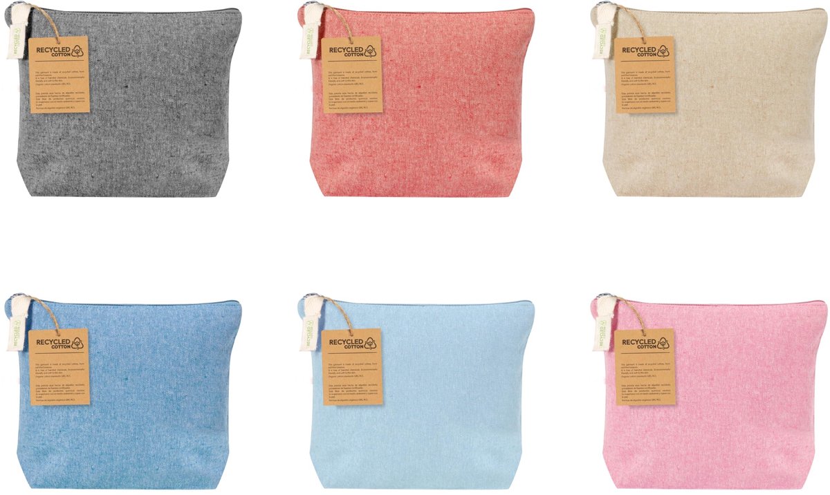 Toilettas 22 x 17 x 6 cm - gerecycled katoen - ritssluiting - ideale make-uptas voor op reis - ShopVlot