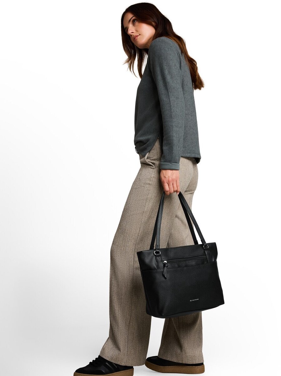 Tom Tailor - TTWINA L shopper met ritsdetails - Maat ONESIZE - schwarz / black