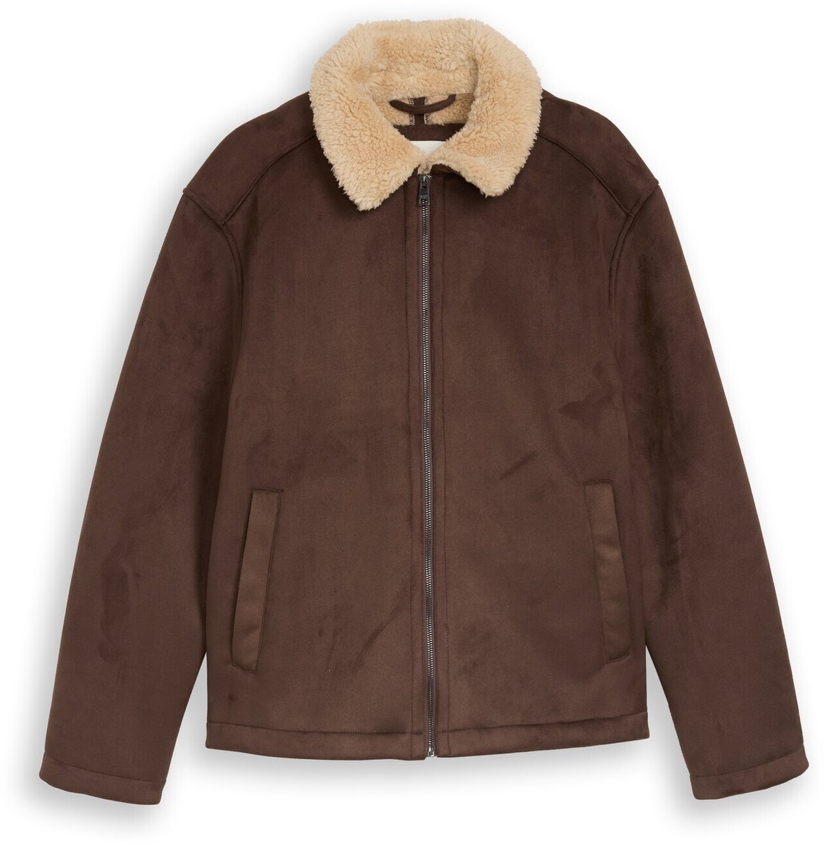 Tom Tailor Denim - Jas met relaxte pasvorm in suède-look - Maat XL - cool dark brown