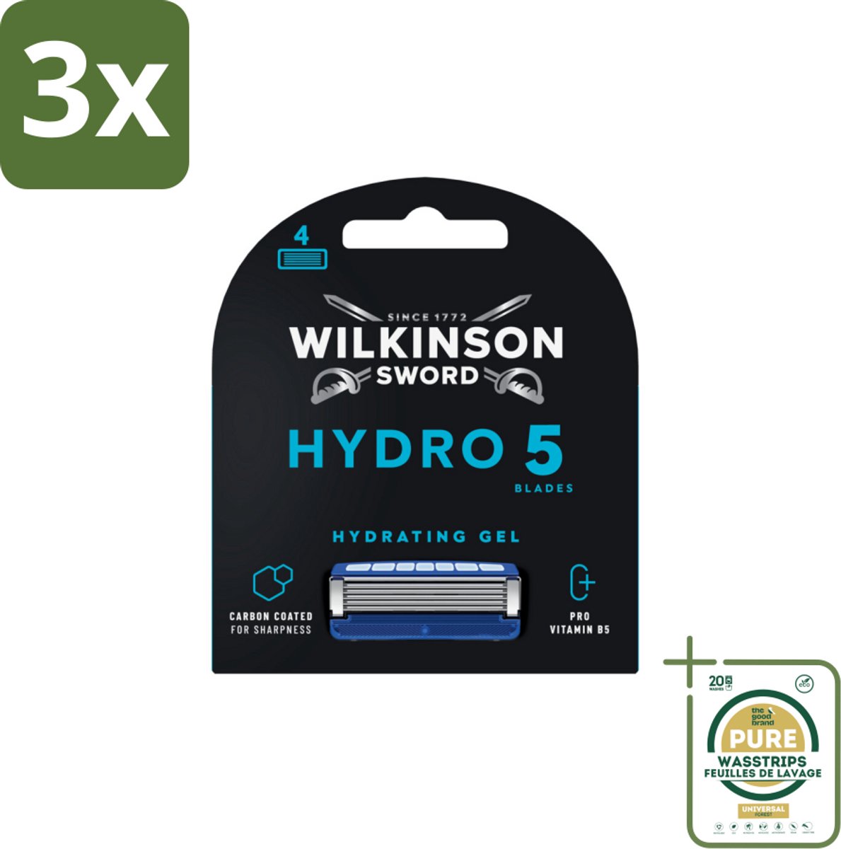 3 x Wilkinson Sword - Navulmesjes - Hydro 5 Skin Protection - Beschermend - 4 mesjes - Grootverpakking - Scheermesjes Mannen - Huidbescherming - Scheren Zonder Irritatie - Hydro 5 Skin Protection - Navulmesjes