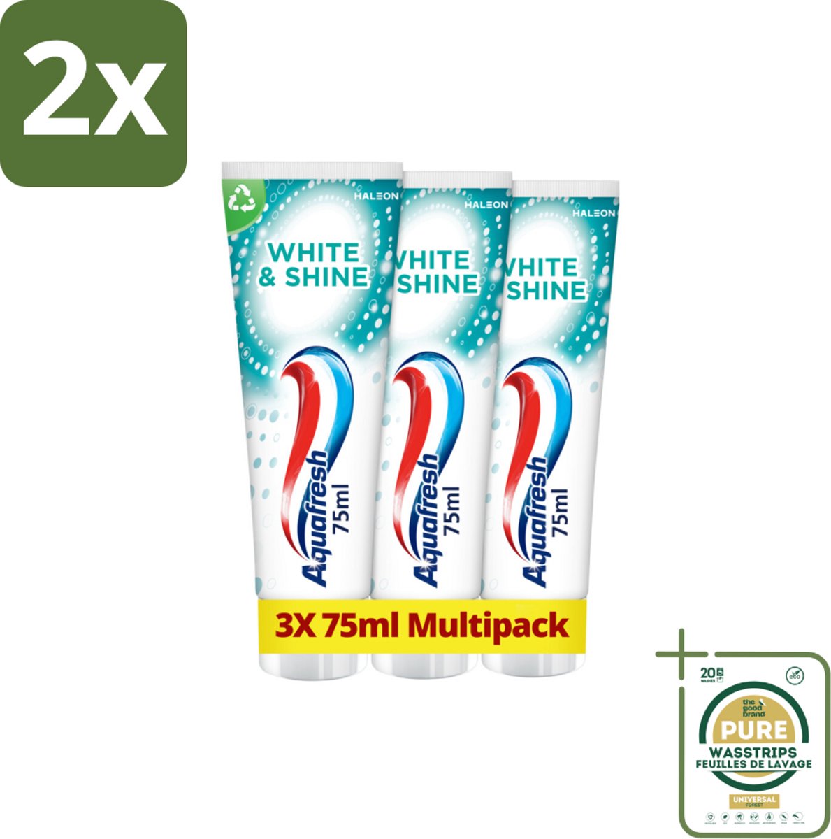 Aquafresh White & Shine Tandpasta - Voordeelverpakking - 3 tubes - Voordeelverpakking - 2 stuks - Glans - Microparels