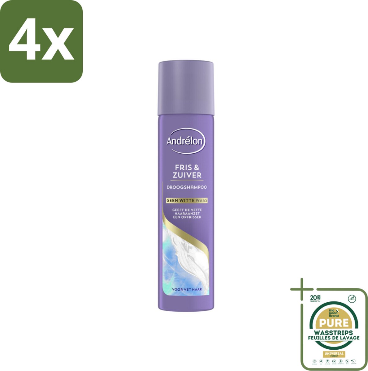 Andrélon Special - Fris & Zuiver - Droogshampoo - 245 ml - Voordeelverpakking - 4 stuks - Fris haar - Volume shampoo