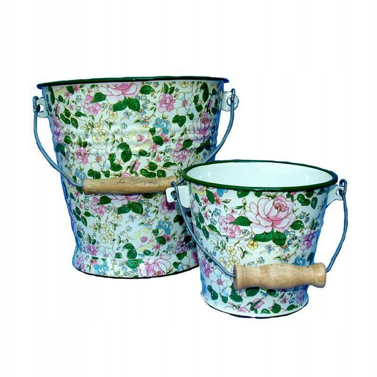 Emmer 5L Retro Bloemenpatroon - Decoratieve Metalen Emmer